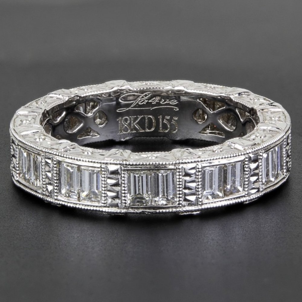 New 18K White Gold and Diamond Wedding Anniversary Eternity Band Ring by La4ve